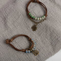 String Bracelet with Four-Leaf Clover and Green Beads