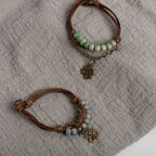 String Bracelet with Four-Leaf Clover and Green Beads
