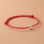 Bracelet Cord with White and Red Four-Leaf Clover