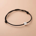 Bracelet Cord with White and Black Four-Leaf Clover
