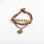String Bracelet with Four-Leaf Clover and Yellow Beads
