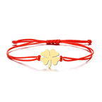 Lucky Four-Leaf Clover Rope Bracelet in Red and Gold