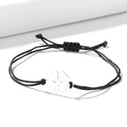 Lucky Four-Leaf Clover Rope Bracelet in Black and Silver