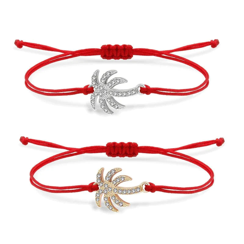 Palm Tree Rhinestone Rope Bracelet