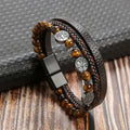 Leather Tree of Life Beaded Bracelet for Men style 1