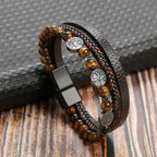 Leather Tree of Life Beaded Bracelet for Men style 1