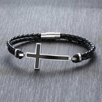 Leather Bracelet with Christian Cross