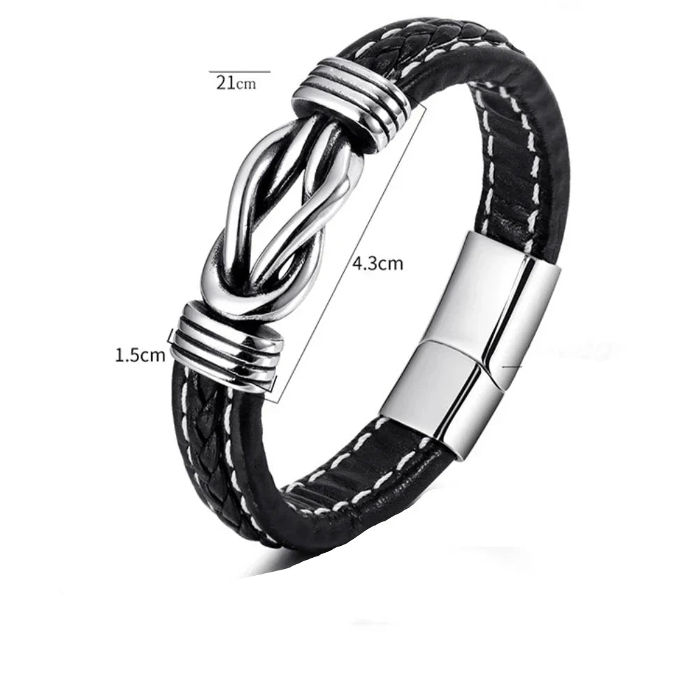 Men's leather bracelet with knot 