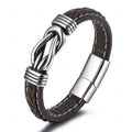 Brown men's leather bracelet with knot