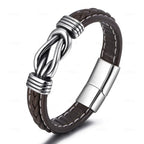 Brown men's leather bracelet with knot