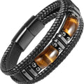 Leather and Tiger Eye Stone Bracelet