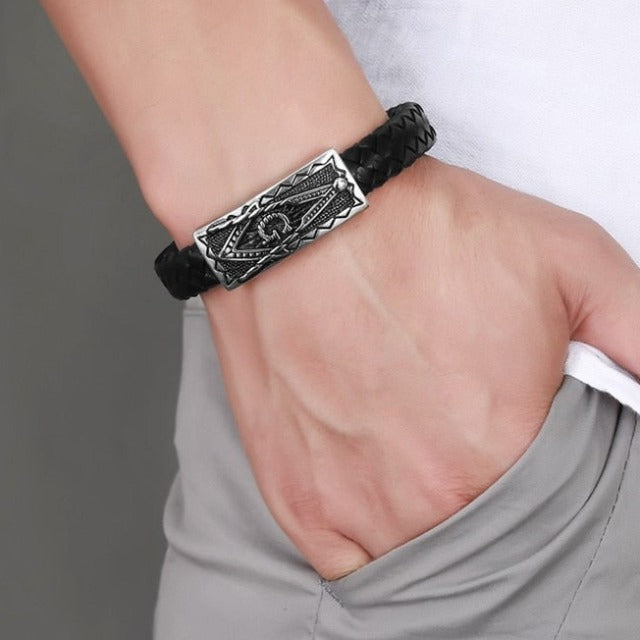Freemasonry Leather Bracelet Chain