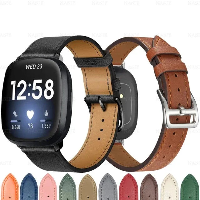 Leather Watch Strap for Fitbit Versa 3 Versa 4 Sense 2