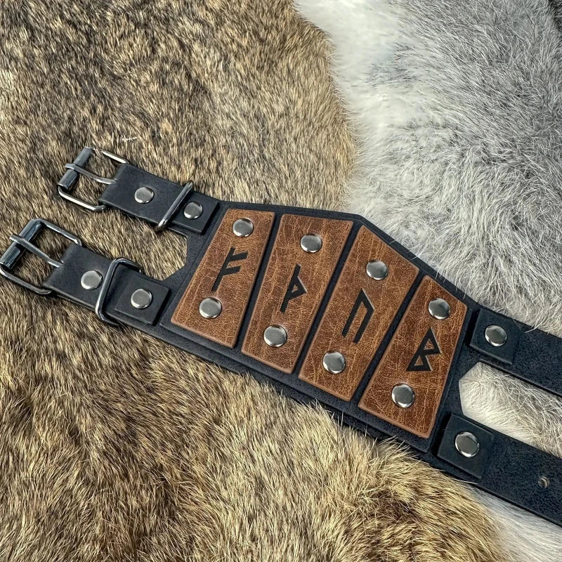 Brown Celtic Runes Viking Bracelet
