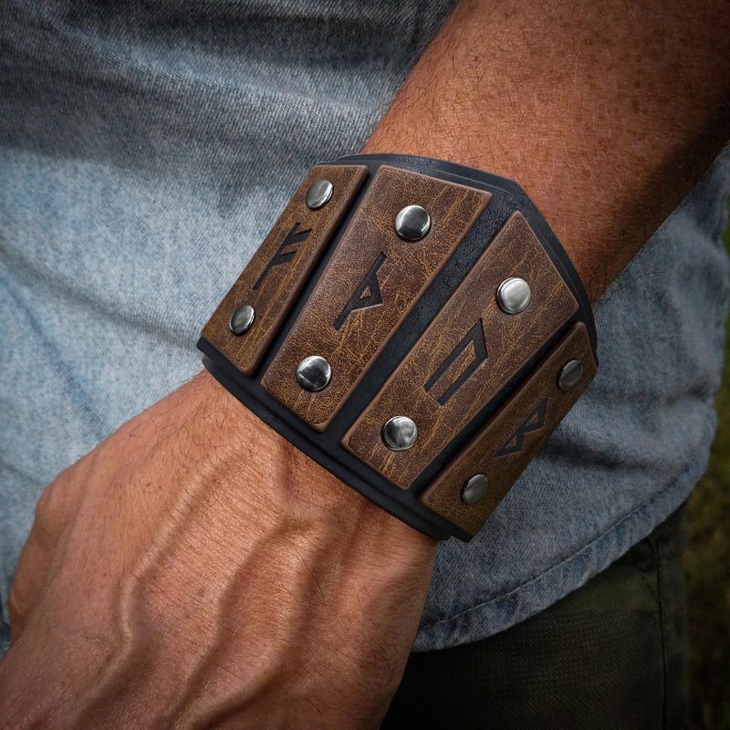 Brown Celtic Runes Viking Bracelet