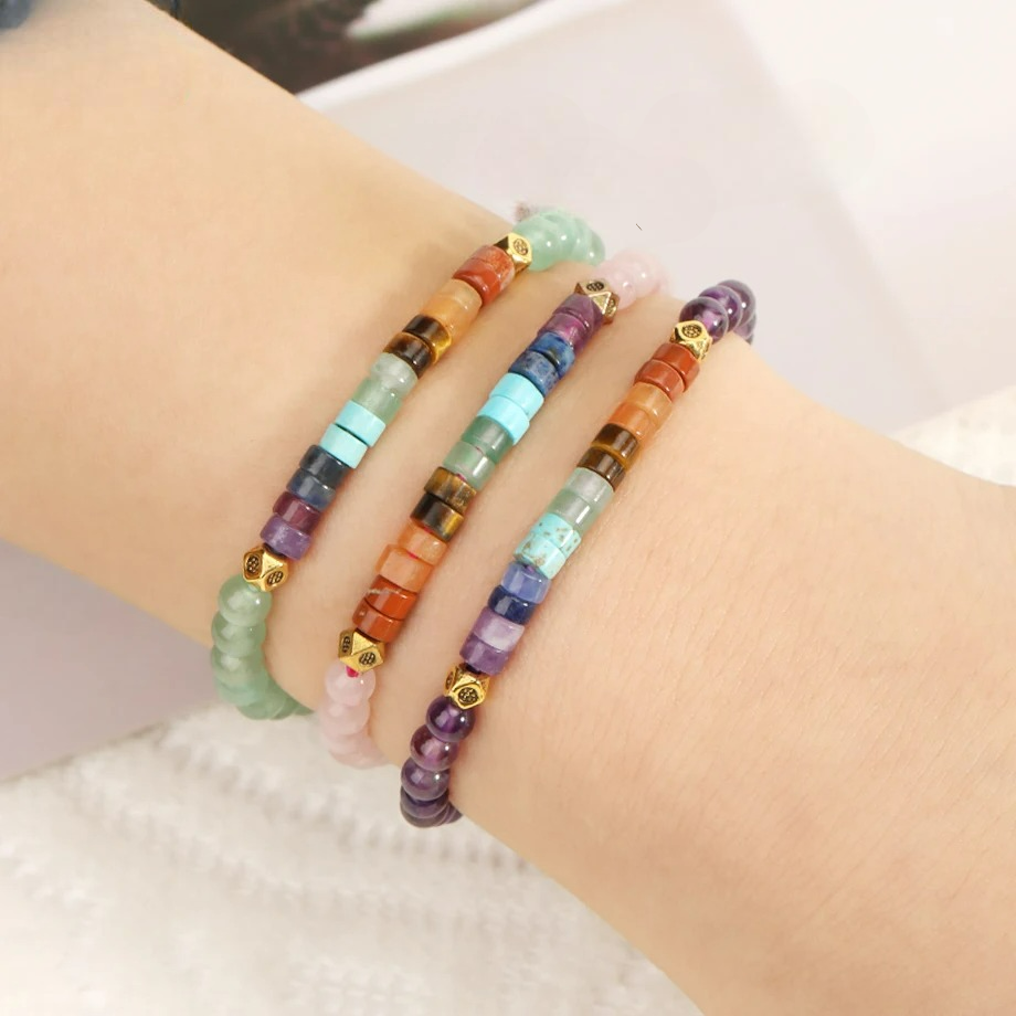 Natural Stone 7 Chakras Bracelet Rose Quartz