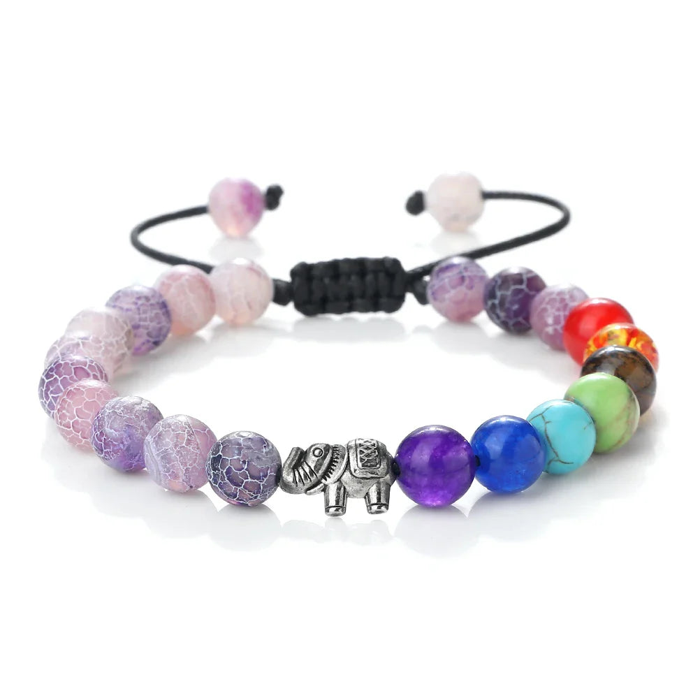 Natural Stone Bracelet and Elephant 7 Chakras