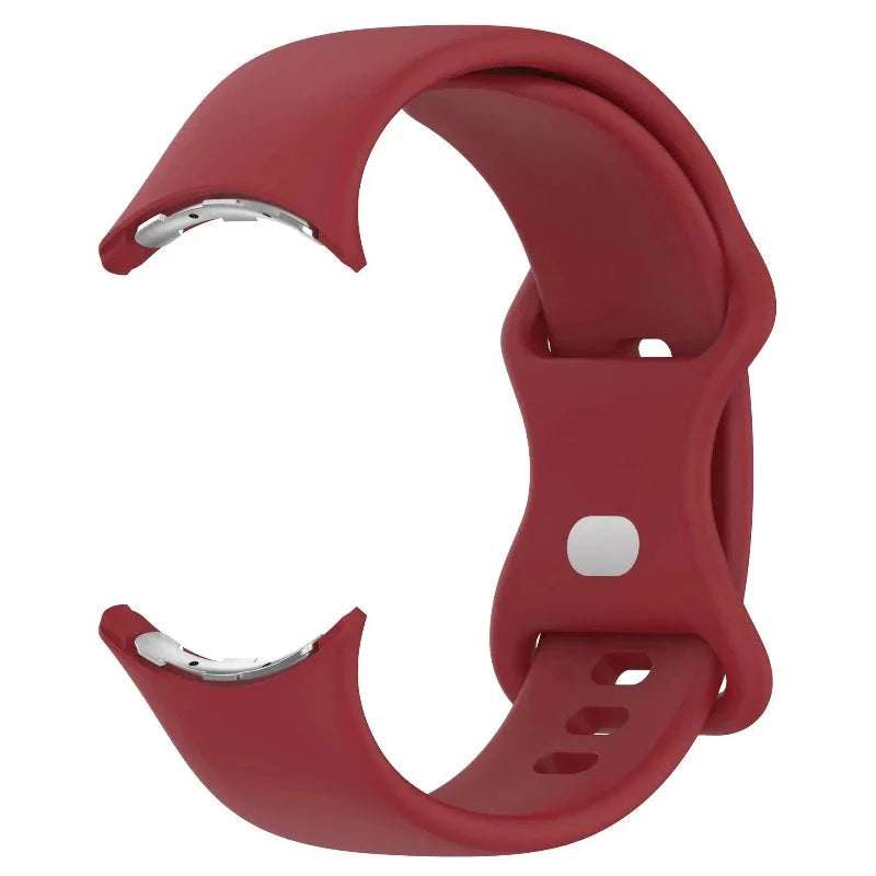 Silicone Smartwatch Strap Google Pixel Watch 1 & 2 burgundy