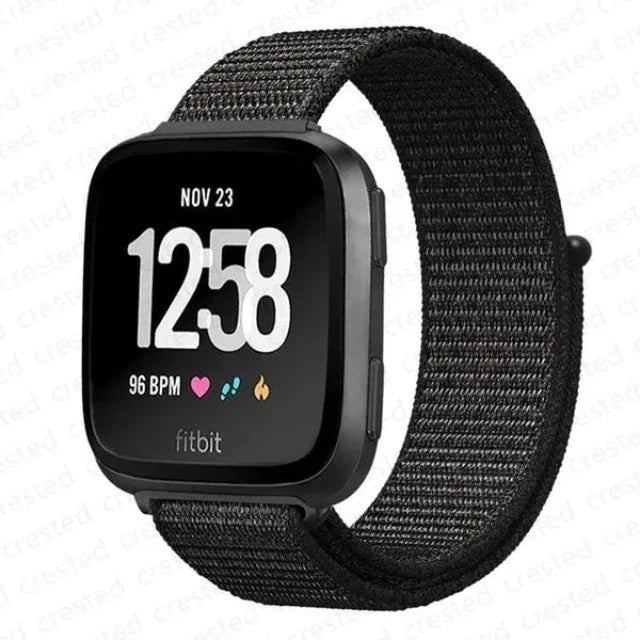 Fabric Watch Band for Fitbit Versa 3 Versa 4 Sense 2 black