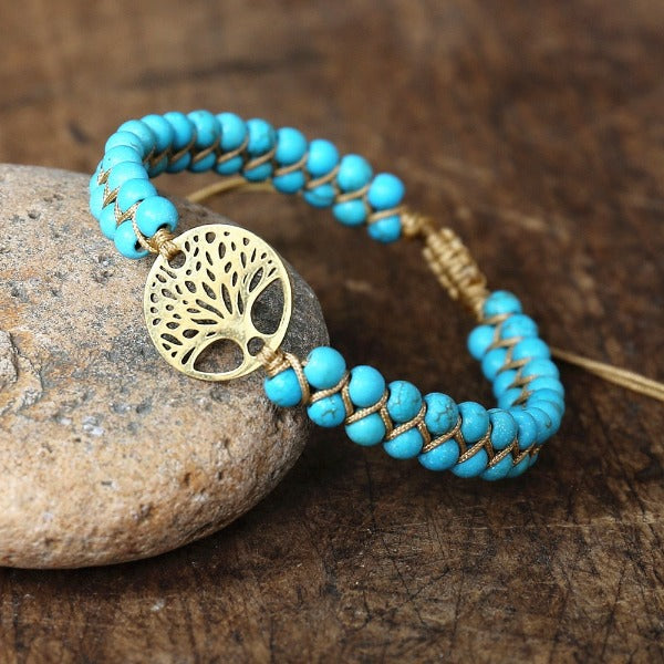 Women's Natural Purple Stone Tree of Life Bracelet