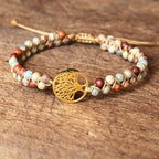 Women's Natural Purple Stone Tree of Life Bracelet