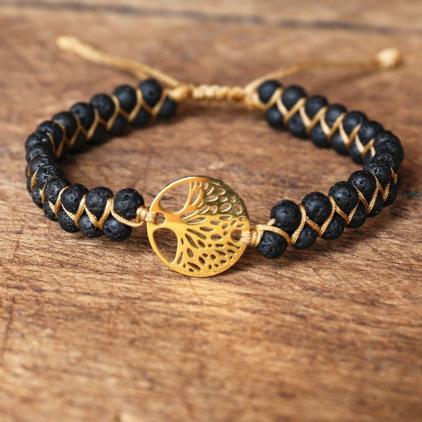 Women's Natural Purple Stone Tree of Life Bracelet