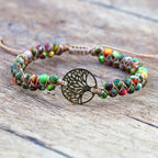 Women's Natural Purple Stone Tree of Life Bracelet