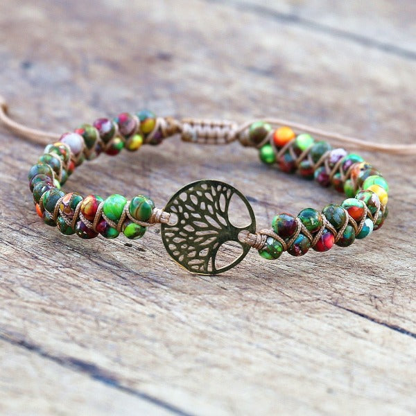 Women's Natural Purple Stone Tree of Life Bracelet