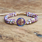 Women's Natural Purple Stone Tree of Life Bracelet