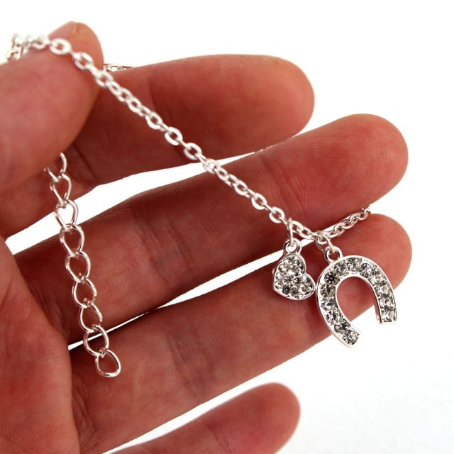 Horse Shoe Bracelet Chain Link Lucky Charm Horseshoe Silver