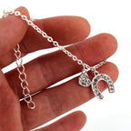 Horse Shoe Bracelet Chain Link Lucky Charm Horseshoe Silver