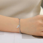 Palm Leaf and Zircon Bracelet Style A Silver