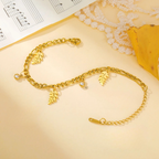 Palm Leaf and Zircon Bracelet