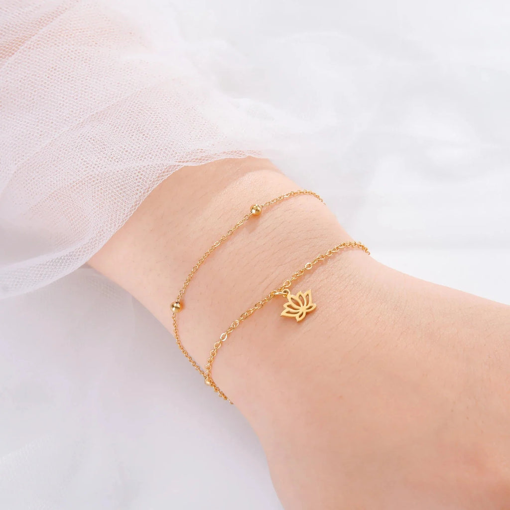Women's Lotus Flower Bracelet Chain gold