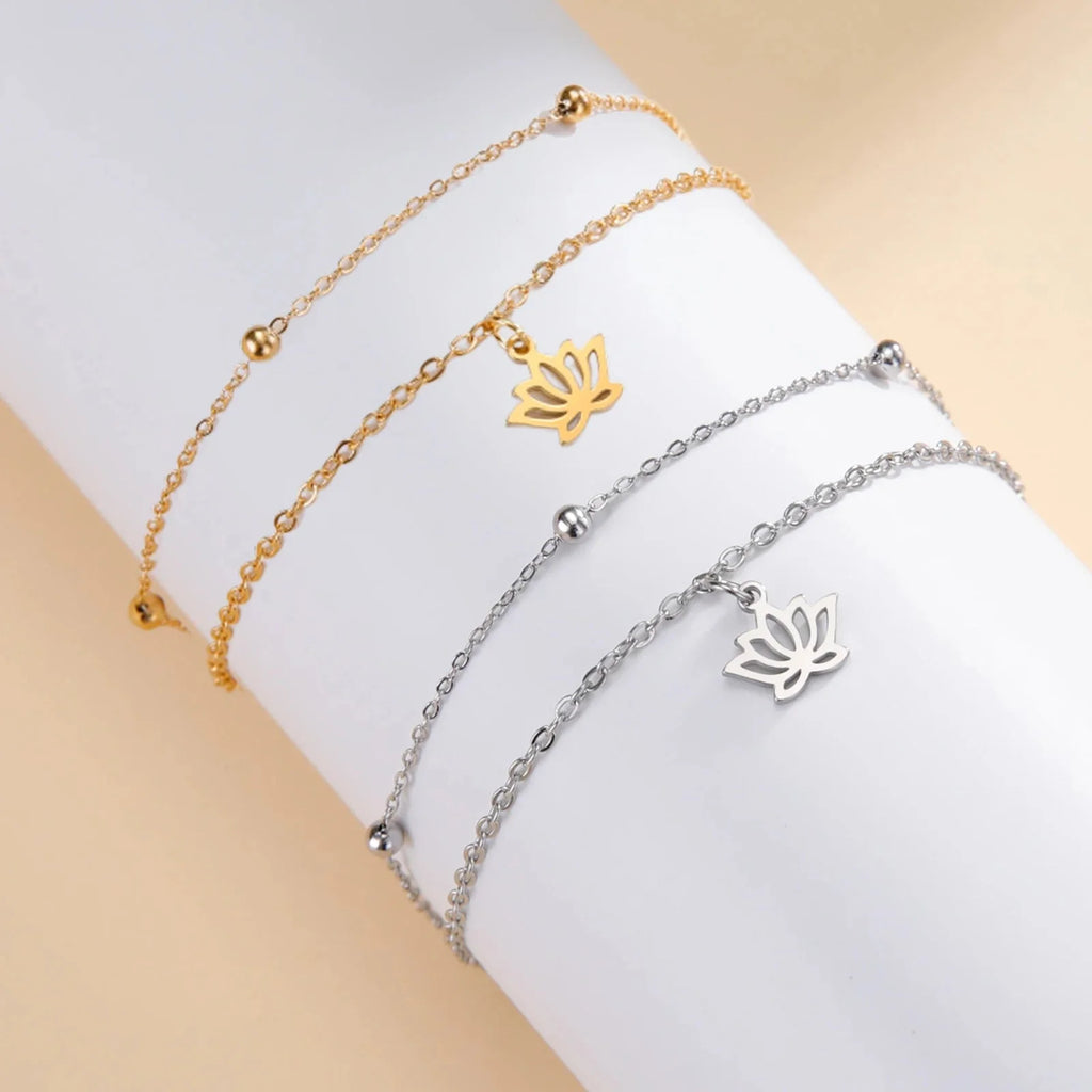 Women's Lotus Flower Bracelet Chain gold