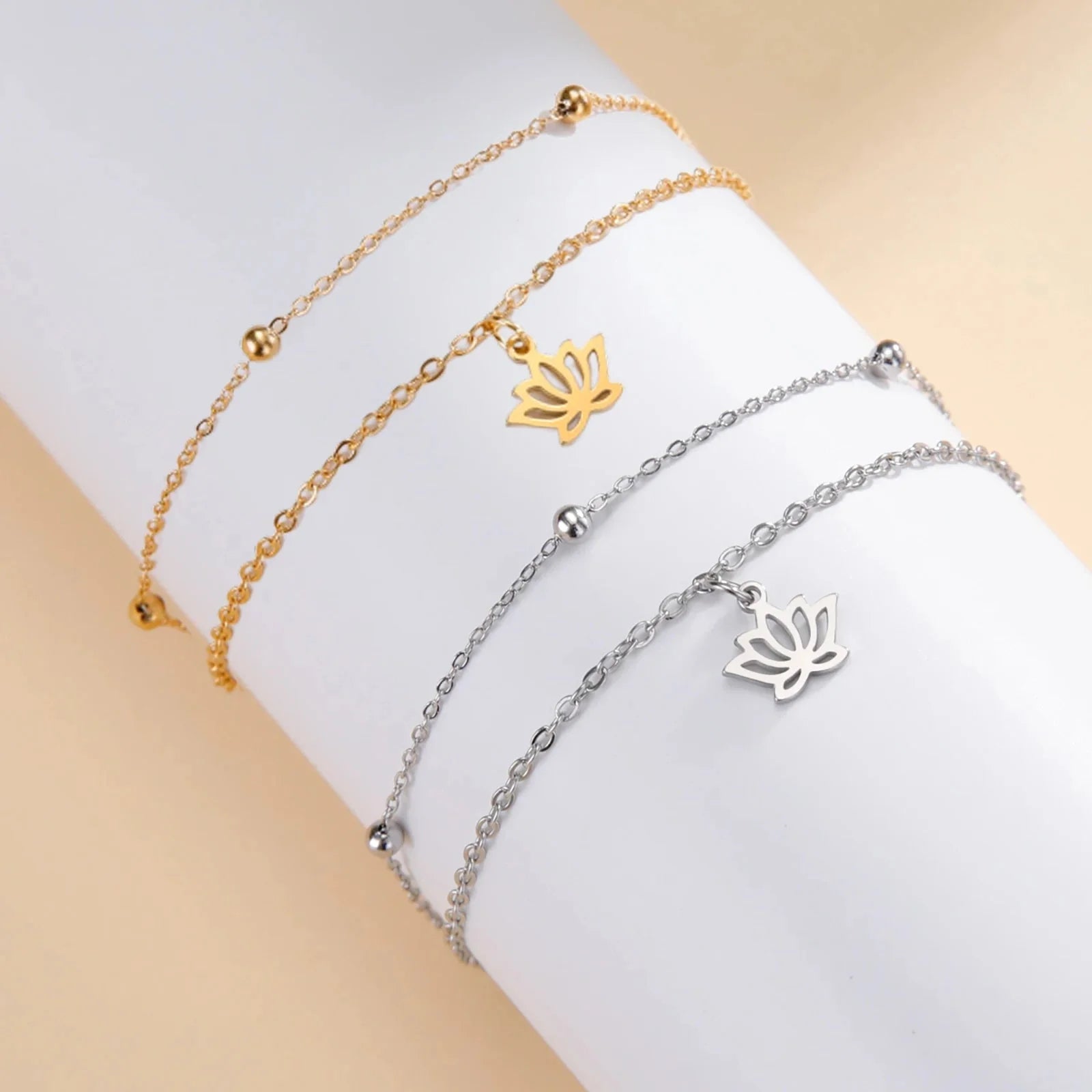 Women's Lotus Flower Bracelet Chain gold