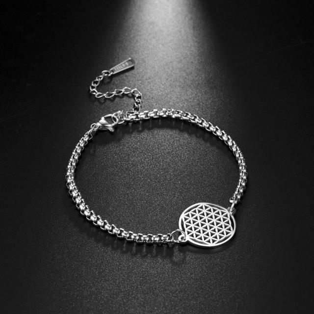 Bracelet Flower of Life Dawapara Mandala Chain Bracelet Silver