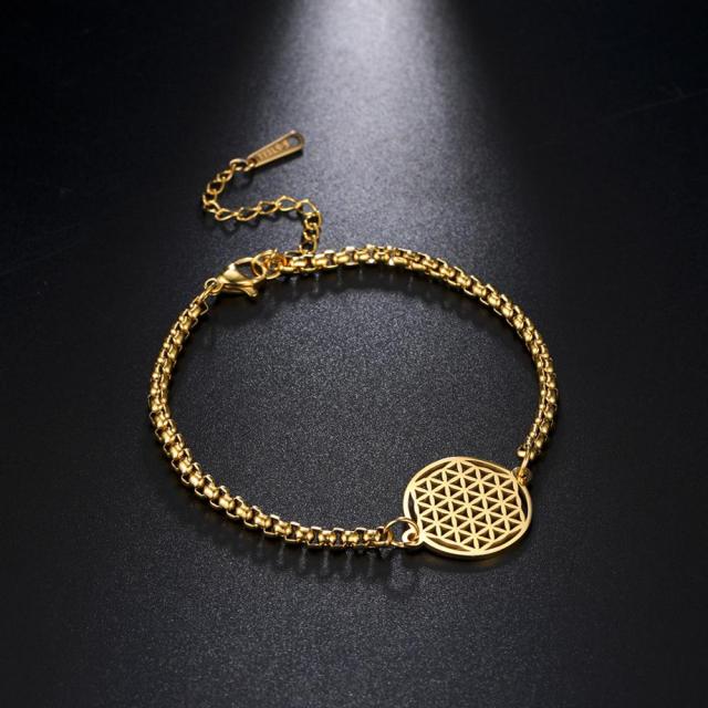 Bracelet Flower of Life Dawapara Mandala Chain Bracelet Gold