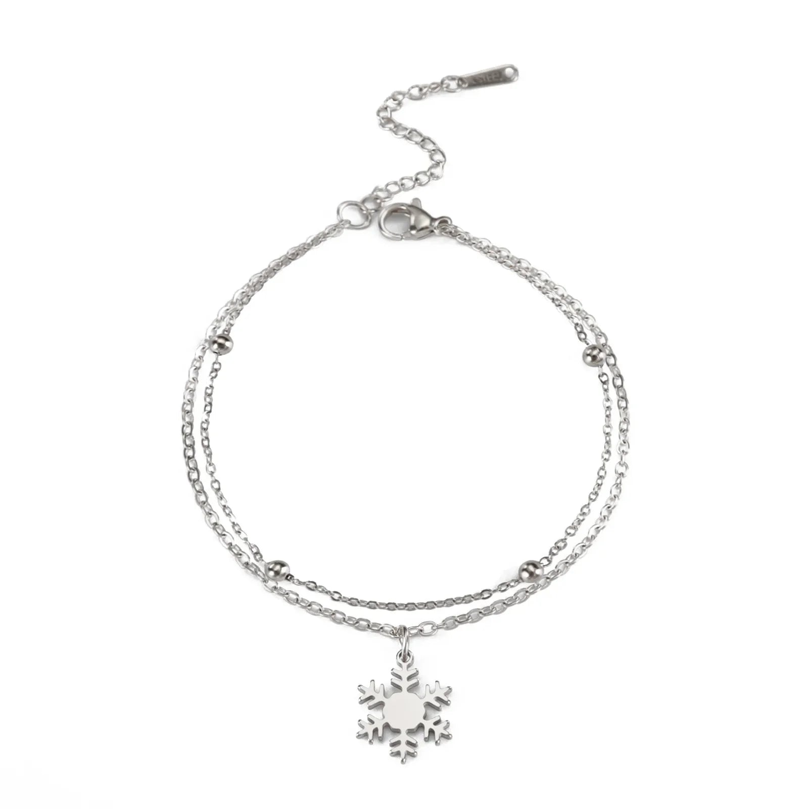 Snowflake Bracelet Winter Curb Chain Silver