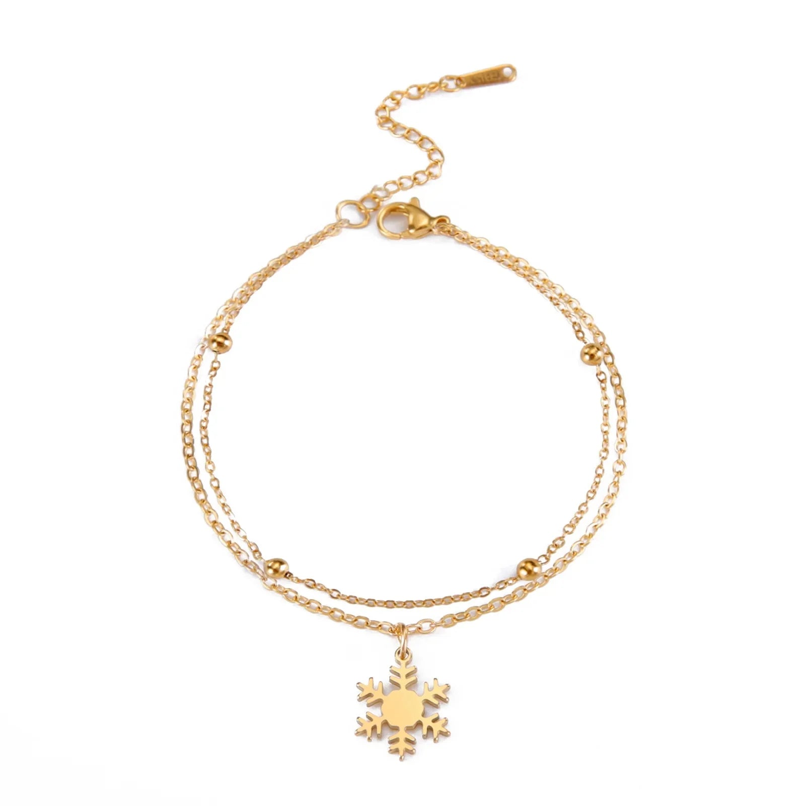Snowflake Bracelet Winter Curb Chain Gold