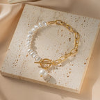 Baroque-Style ID Bracelet with Pearls