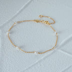 Fine Chain Bracelet with White Pearls