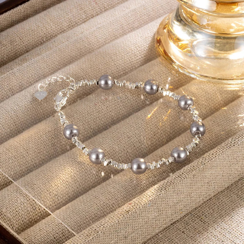 Gray Bead Chain Bracelet