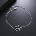 Cat Heart ID Bracelet Silver