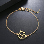 Cat Heart ID Bracelet Gold