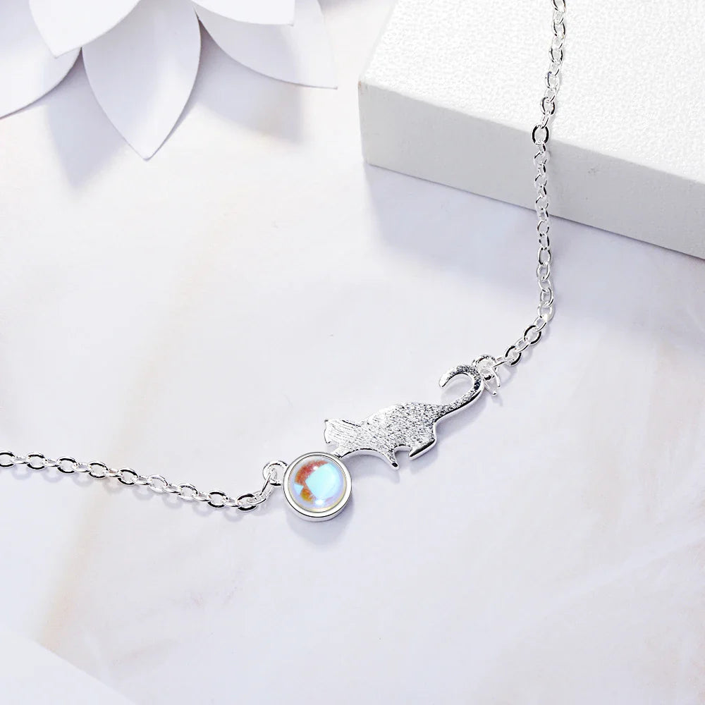 Playing Cat ID Bracelet in Silver
