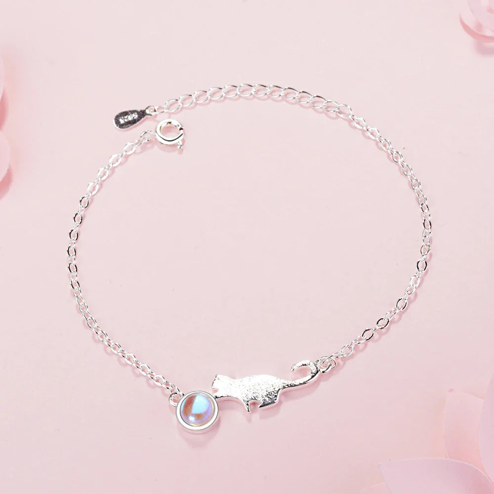 Playing Cat ID Bracelet in Silver