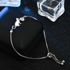 Cat Charm ID Bracelet in Silver Zircon