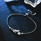 Cat Charm ID Bracelet in Silver Zircon
