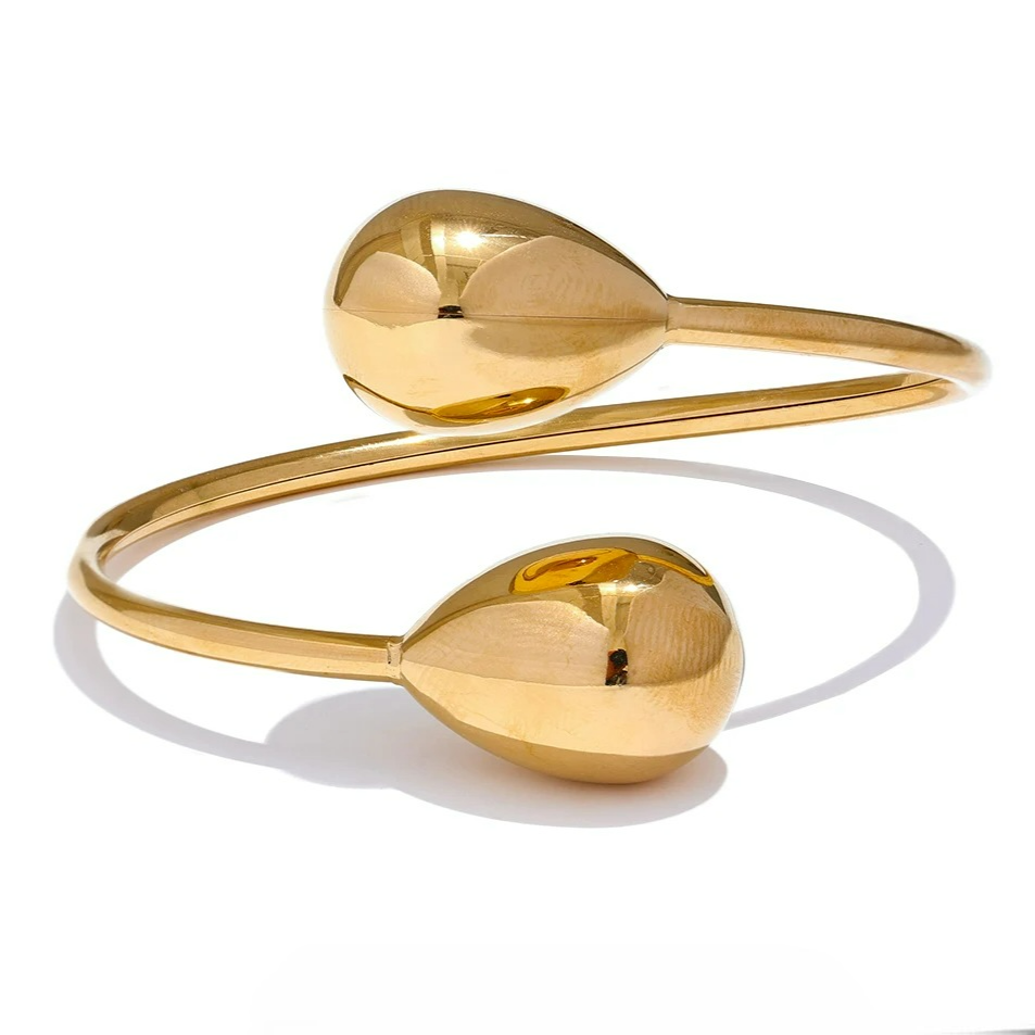 Water Drop Charm ID Bracelet Gold